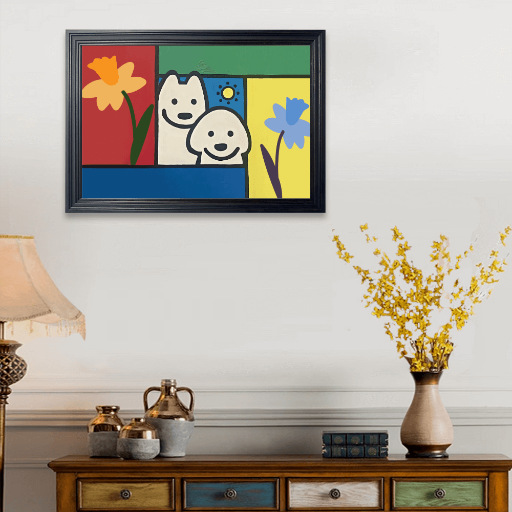 Creative Illustration Pattern, Horizontal Framed Simple Decorative Canvas Painting