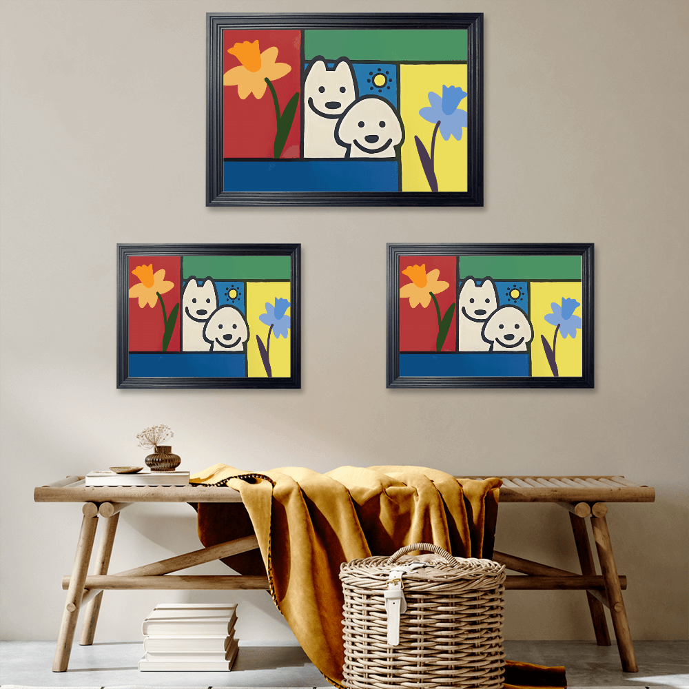 Creative Illustration Pattern, Horizontal Framed Simple Decorative Canvas Painting