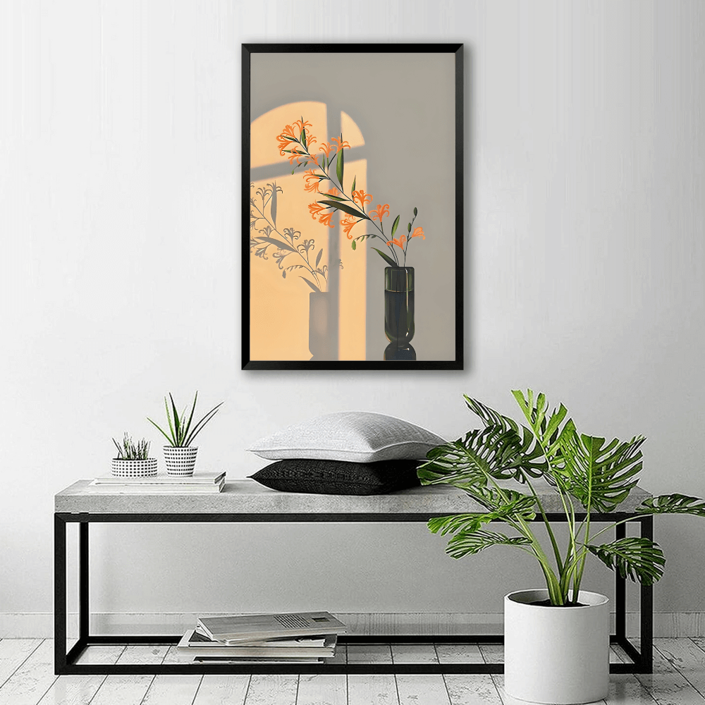 Light And Shadow Bouquet Creative Design,Vertical Framed Simple Decorative Canvas Painting