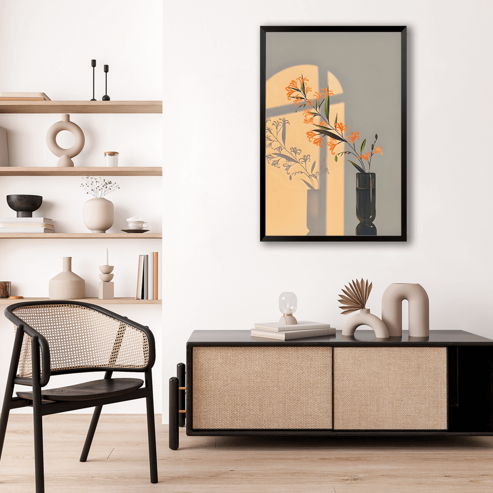 Light And Shadow Bouquet Creative Design,Vertical Framed Simple Decorative Canvas Painting