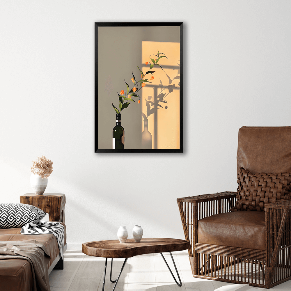 Light And Shadow Bouquet Creative Pattern,Vertical Framed Simple Decorative Canvas Painting