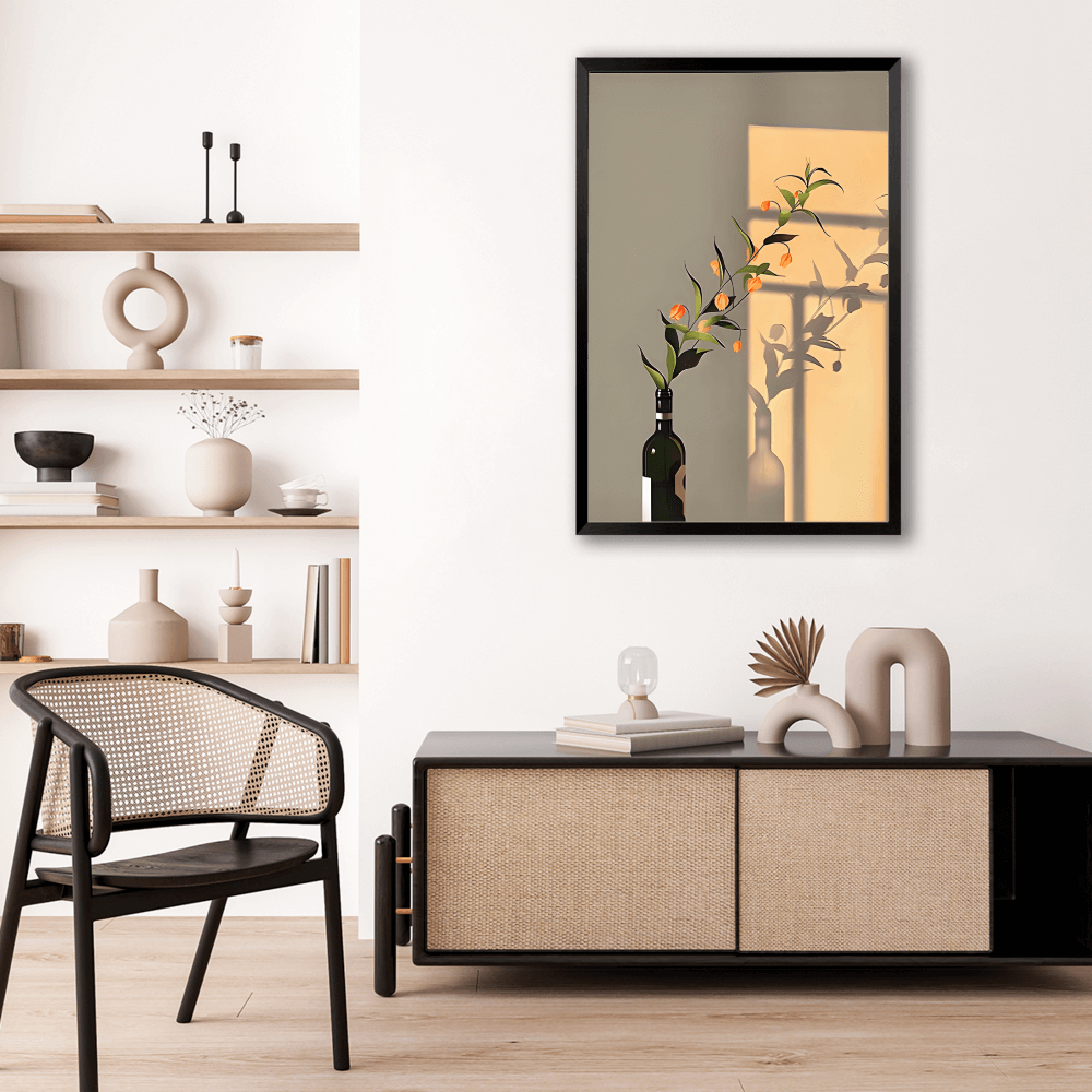 Light And Shadow Bouquet Creative Pattern,Vertical Framed Simple Decorative Canvas Painting