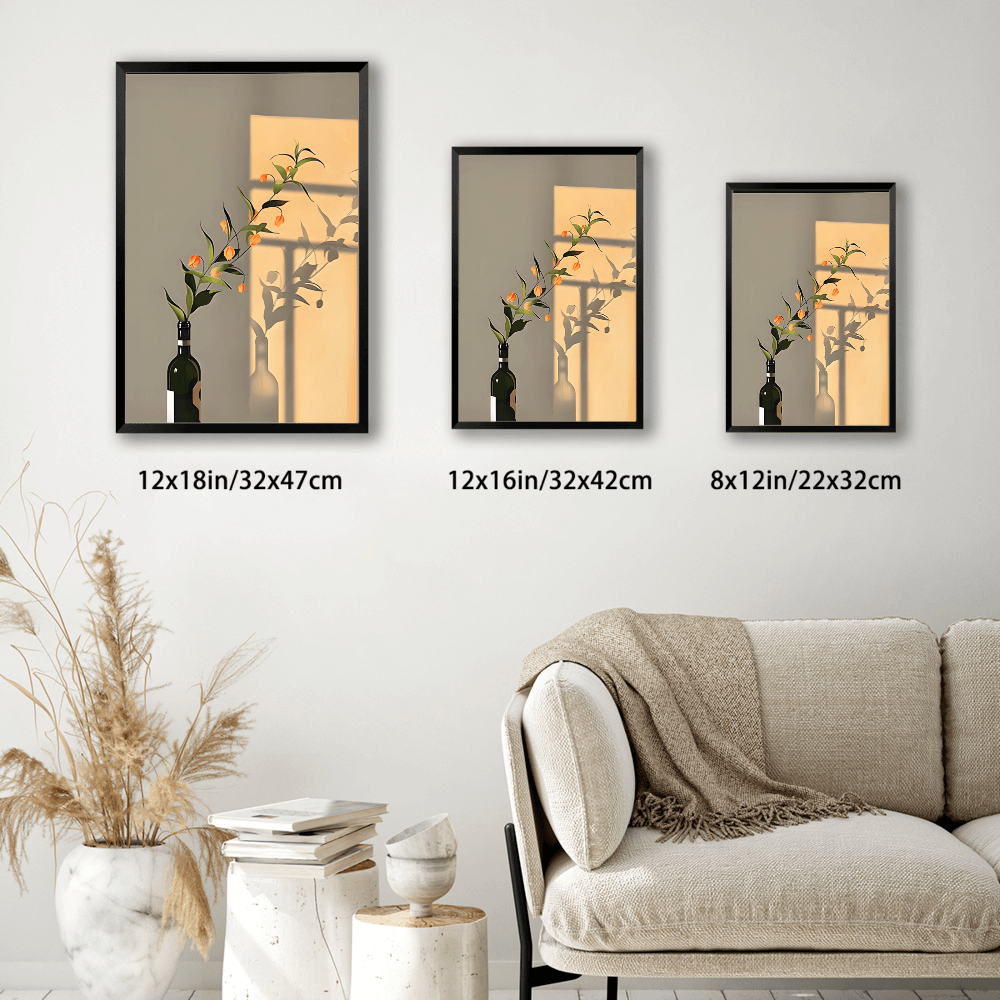 Light And Shadow Bouquet Creative Pattern,Vertical Framed Simple Decorative Canvas Painting