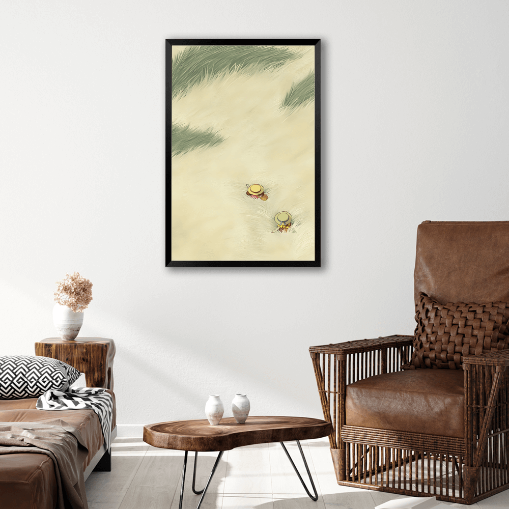 Wheat Field Creative Illustration,Vertical Framed Simple Decorative Canvas Painting