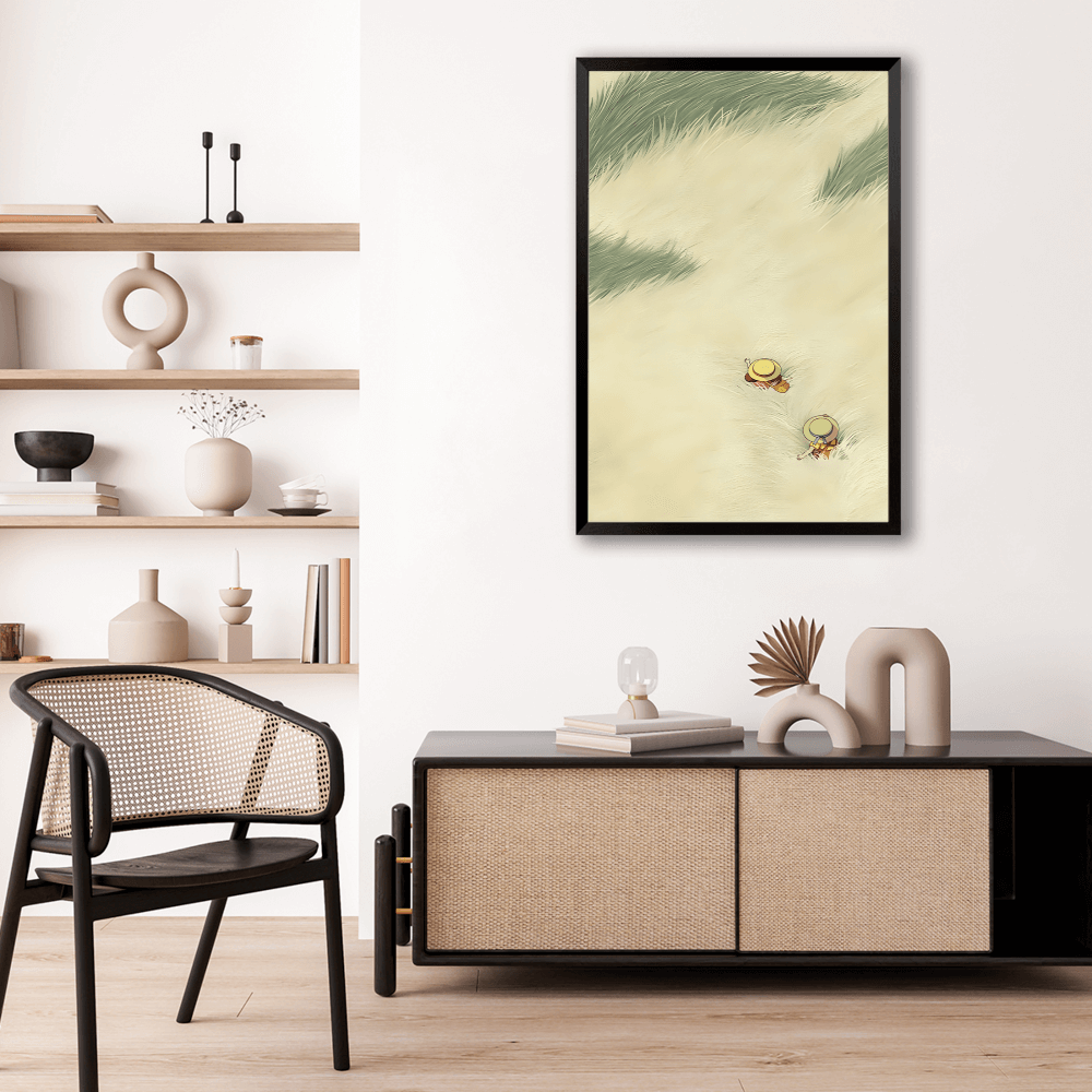 Wheat Field Creative Illustration,Vertical Framed Simple Decorative Canvas Painting