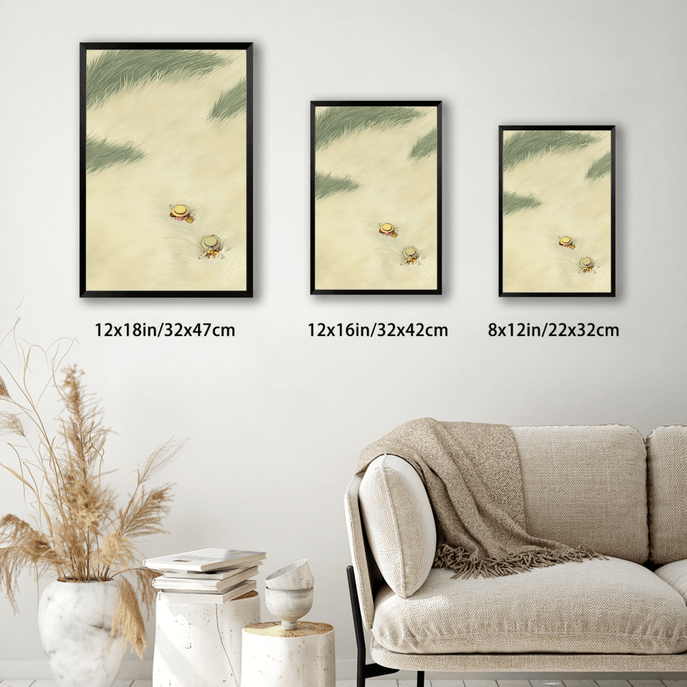 Wheat Field Creative Illustration,Vertical Framed Simple Decorative Canvas Painting