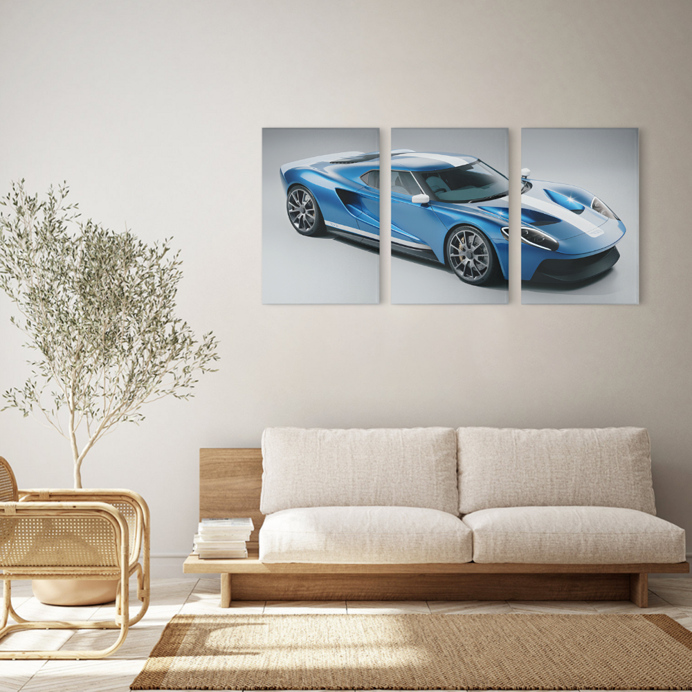 Car Decoration Creative Design,Triple Frameless Canvas Painting