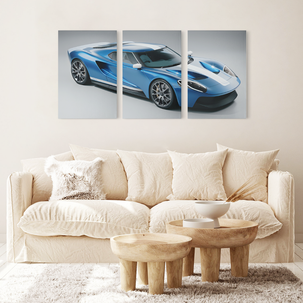 Car Decoration Creative Design,Triple Frameless Canvas Painting