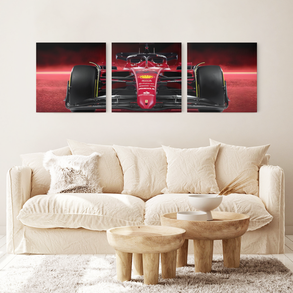 Red Cool Racing Car Creative Design,Square Triple Frameless Canvas Painting