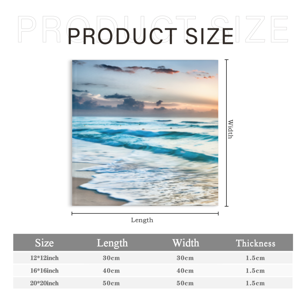 Sunrise Scenery At The Seaside,Square Triple Frameless Canvas Painting