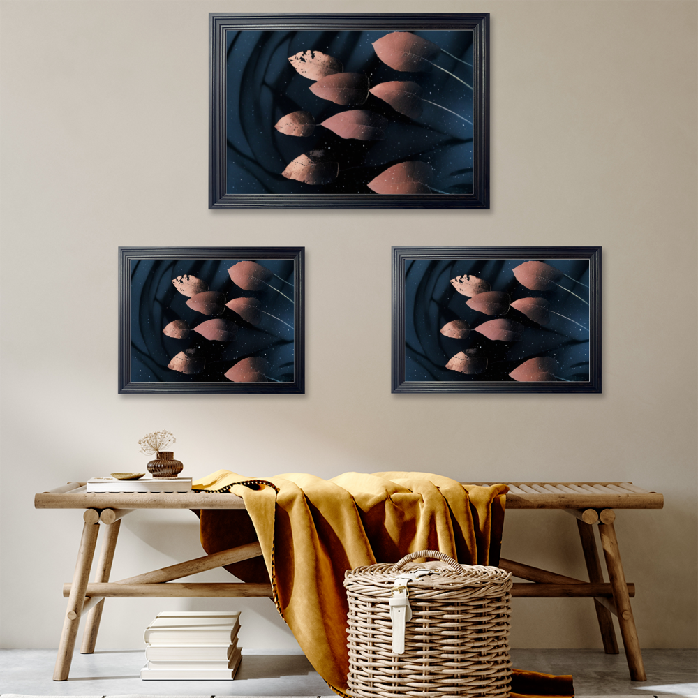 Dark Flower Creative Design,Horizontal Framed Simple Decorative Canvas Painting