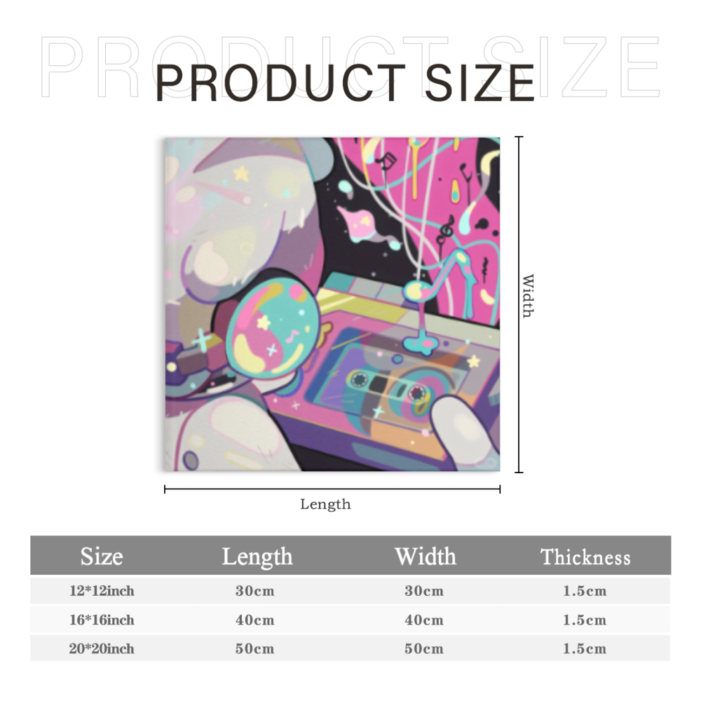 Colorful Cartoon Astronauts With A Sense Of Technology,Square Triple Frameless Canvas Painting