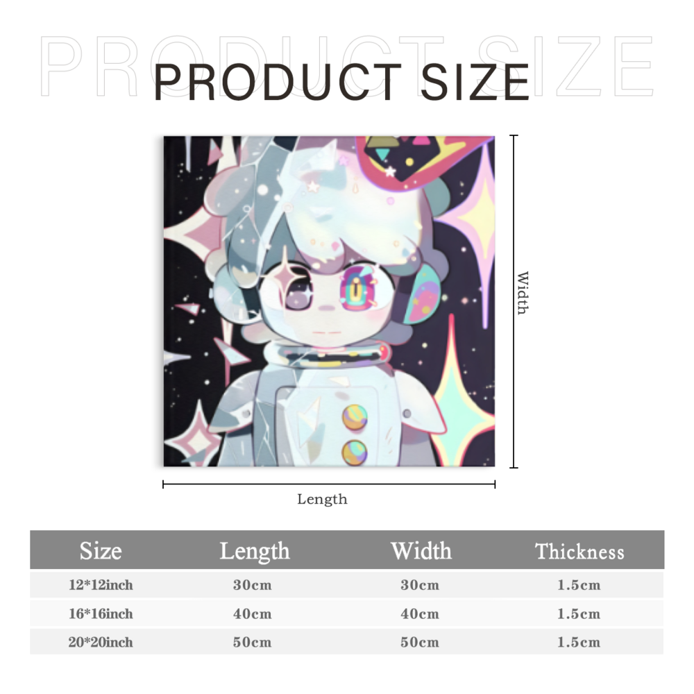 Cartoon Astronaut Creative Pattern,Square Triple Frameless Canvas Painting