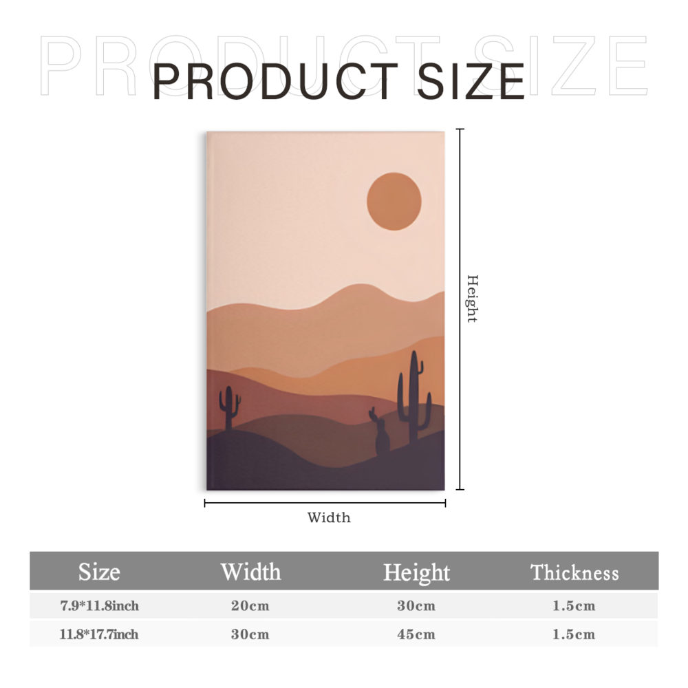 Flat Landscape Sunrise Illustration,Triple Frameless Canvas Painting