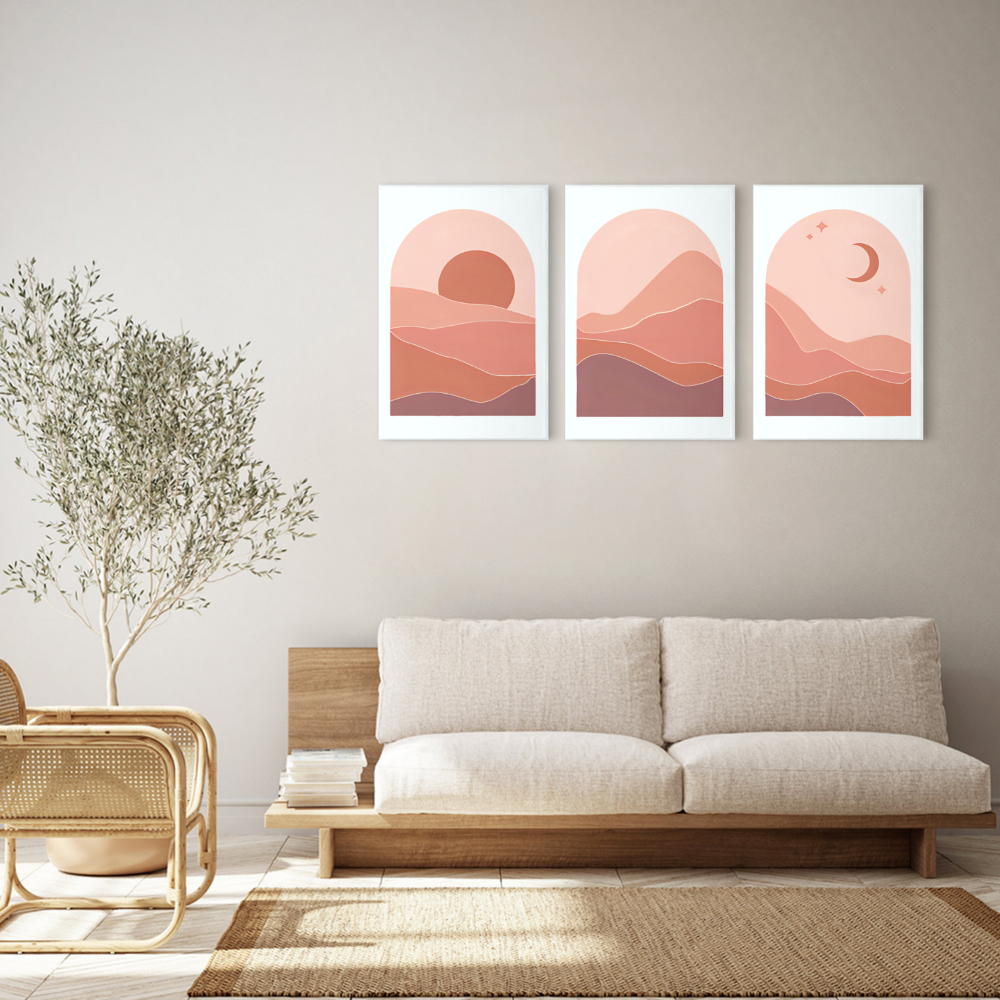 Landscape Creativity,Triple Frameless Canvas Painting