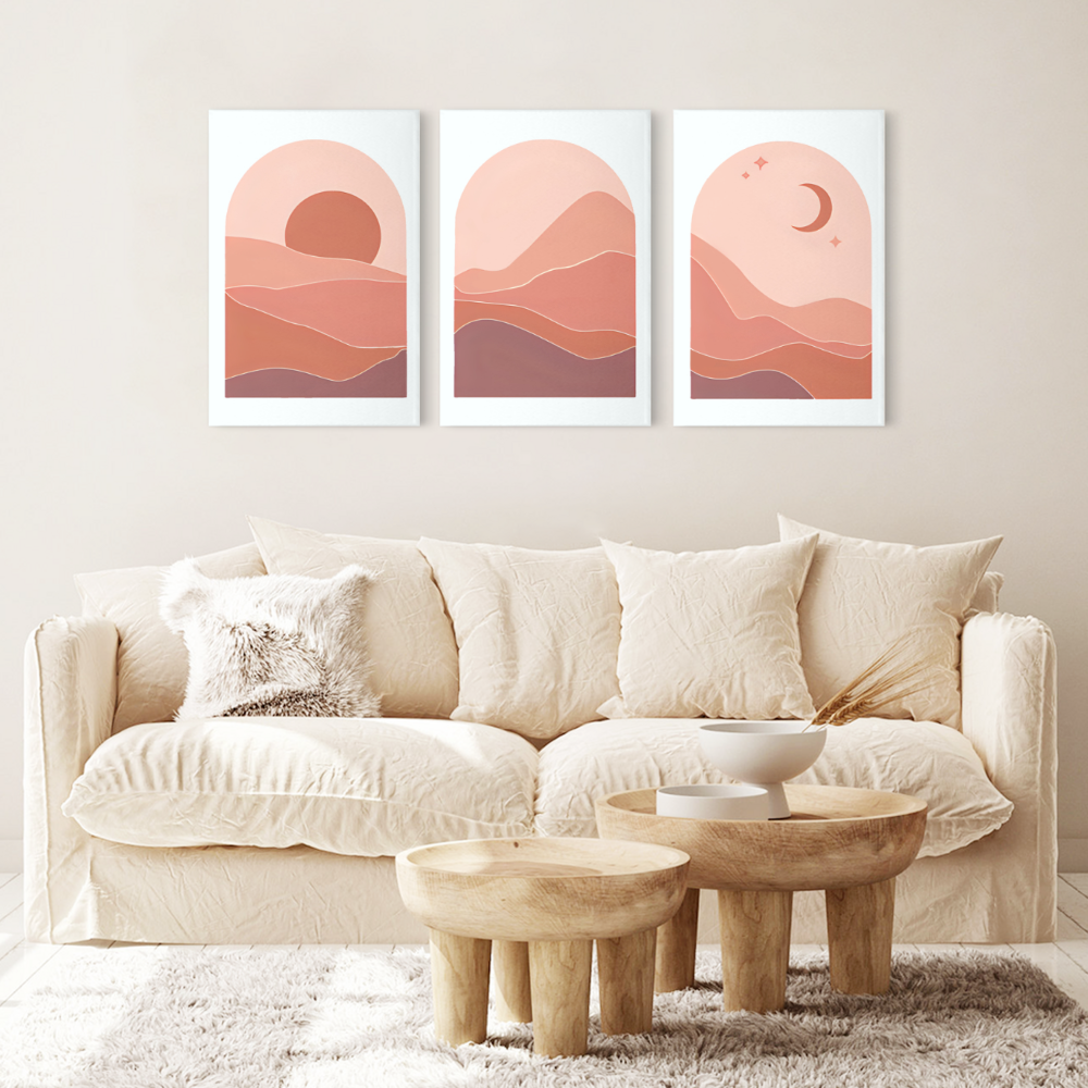 Landscape Creativity,Triple Frameless Canvas Painting