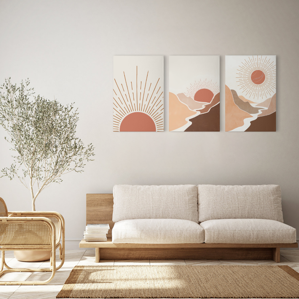 Sunrise Creative Design,Triple Frameless Canvas Painting