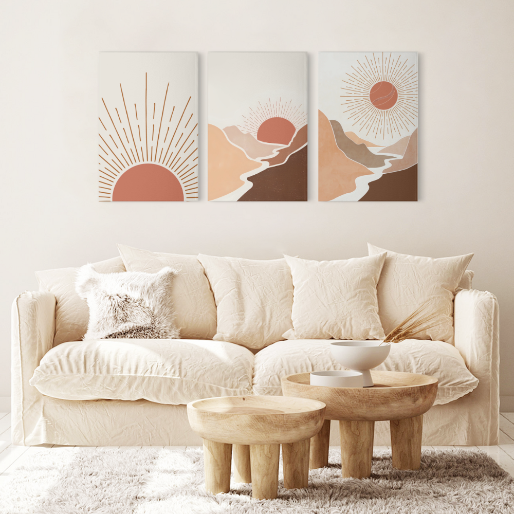 Sunrise Creative Design,Triple Frameless Canvas Painting