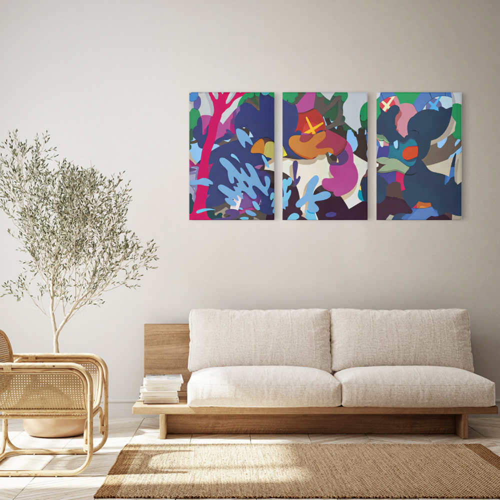 Creative Graffiti Pattern Design,Triple Frameless Canvas Painting