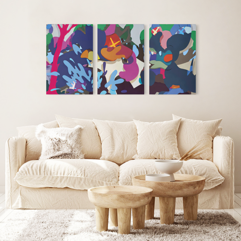 Creative Graffiti Pattern Design,Triple Frameless Canvas Painting