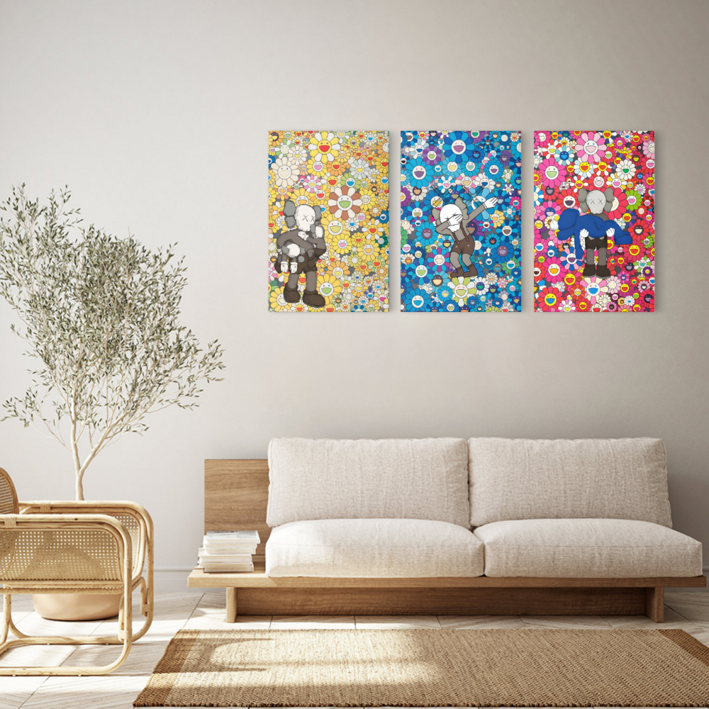 Sunflower Bear Fashion Brand,Triple Frameless Canvas Painting