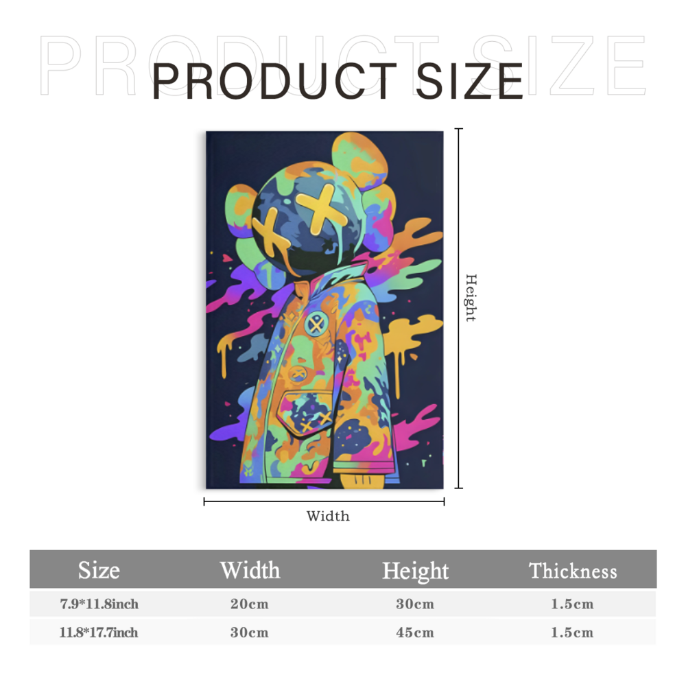 Colorful Violent Bear Graffiti,Triple Frameless Canvas Painting