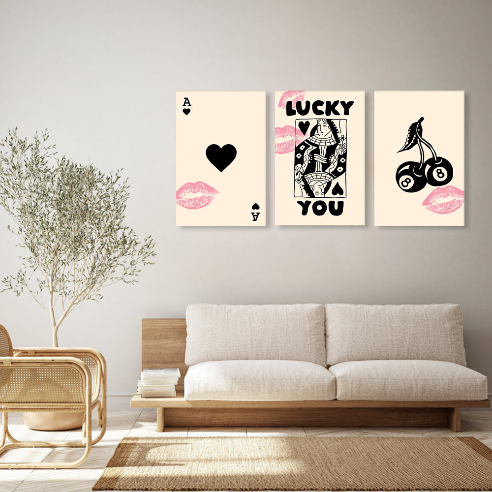 Playing Cards Creative Design,Triple Frameless Canvas Painting