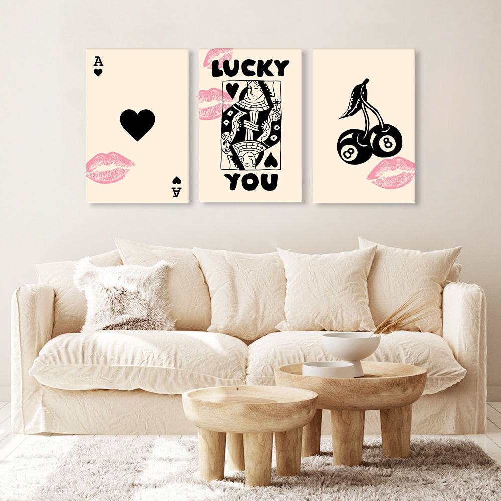Playing Cards Creative Design,Triple Frameless Canvas Painting
