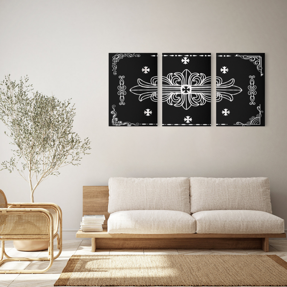 Fashion Brand Lace Cross Creative Pattern,Triple Frameless Canvas Painting