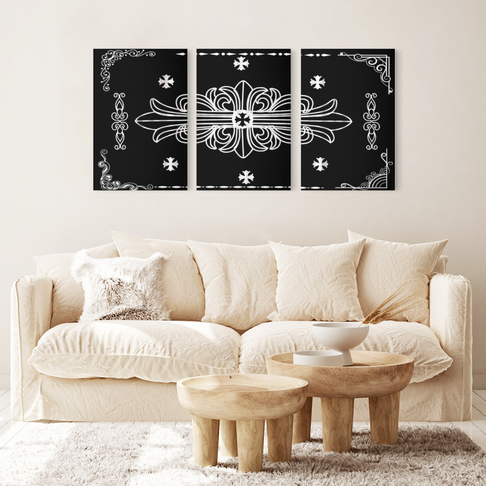 Fashion Brand Lace Cross Creative Pattern,Triple Frameless Canvas Painting