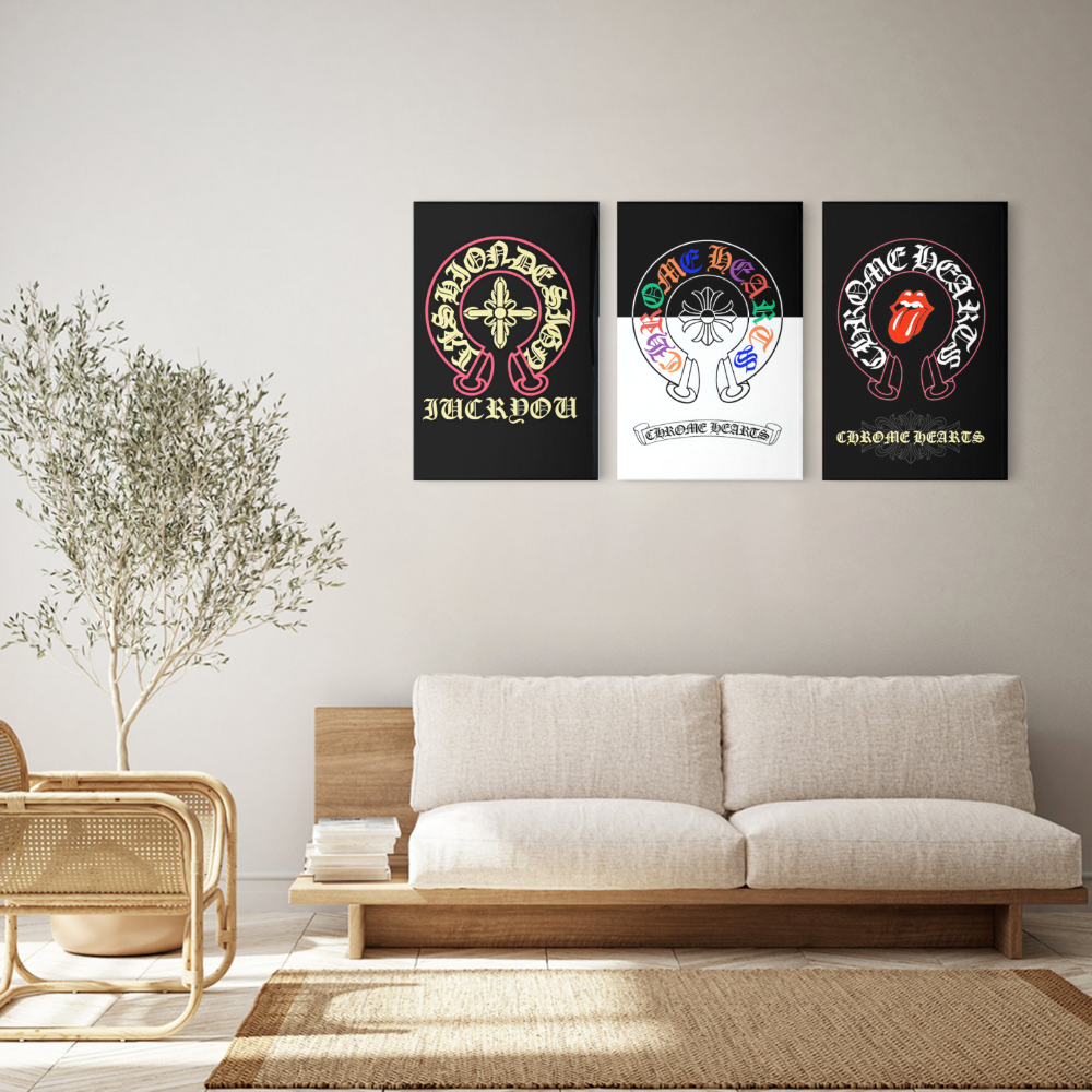 Funny Creative Pattern,Triple Frameless Canvas Painting