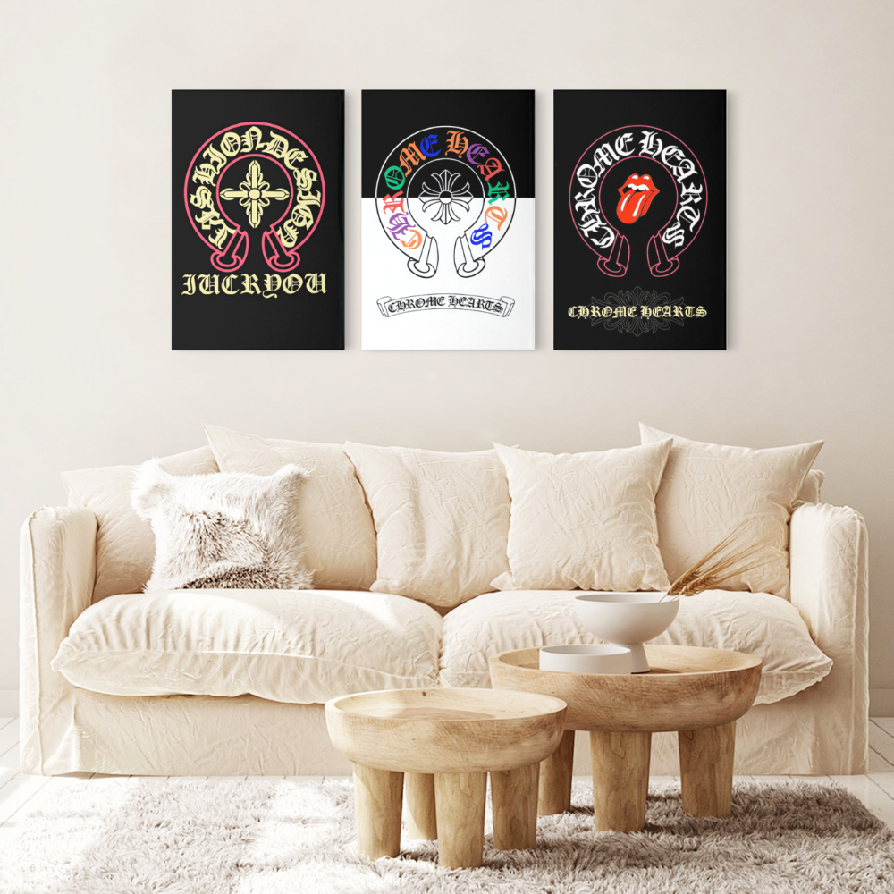 Funny Creative Pattern,Triple Frameless Canvas Painting