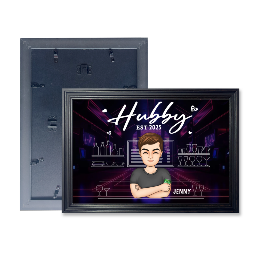 Husband Wife Bar - Personalized Horizontal Frame Simple Decorative Canvas Painting