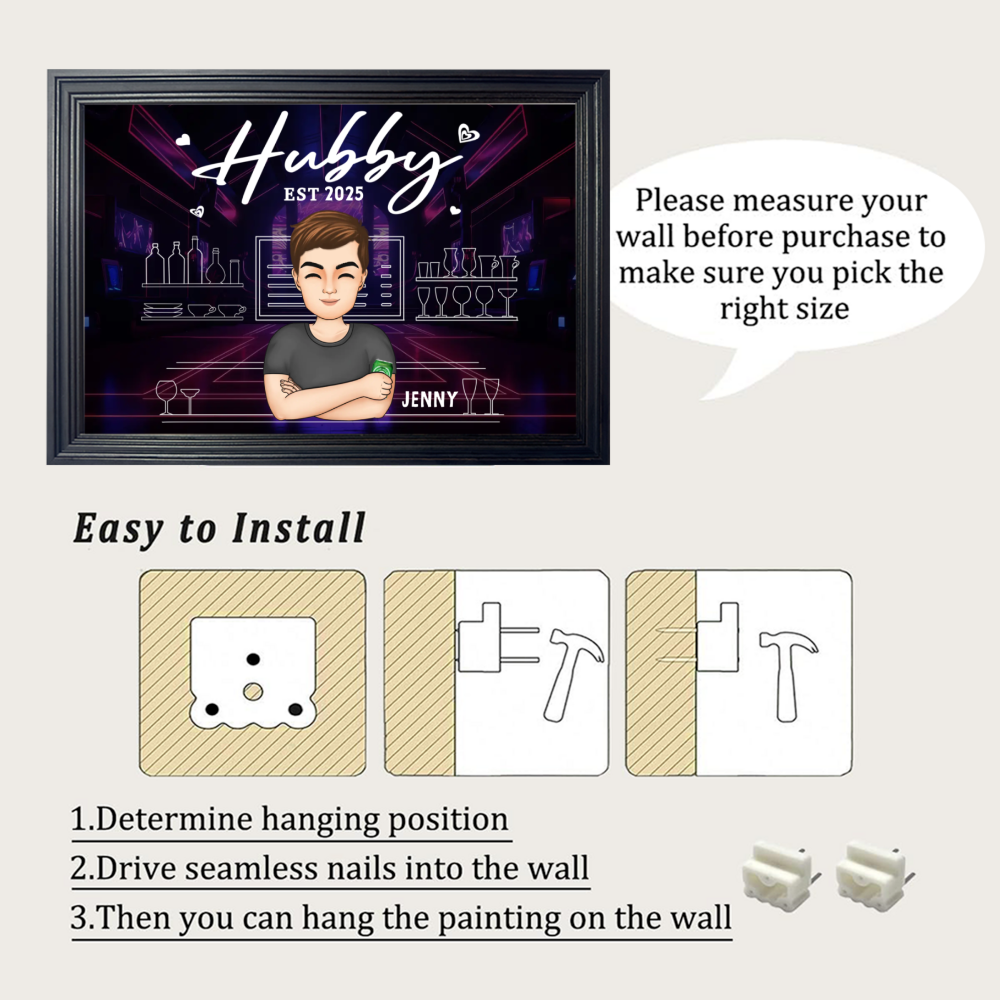 Husband Wife Bar - Personalized Horizontal Frame Simple Decorative Canvas Painting