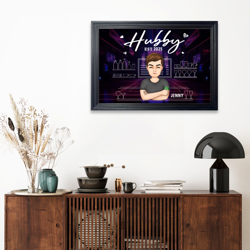 Husband Wife Bar - Personalized Horizontal Frame Simple Decorative Canvas Painting