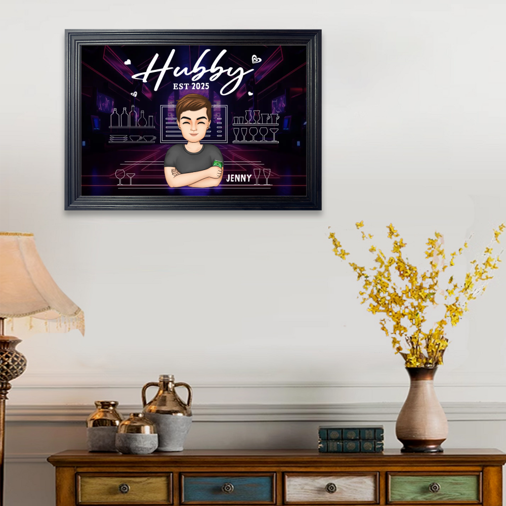 Husband Wife Bar - Personalized Horizontal Frame Simple Decorative Canvas Painting