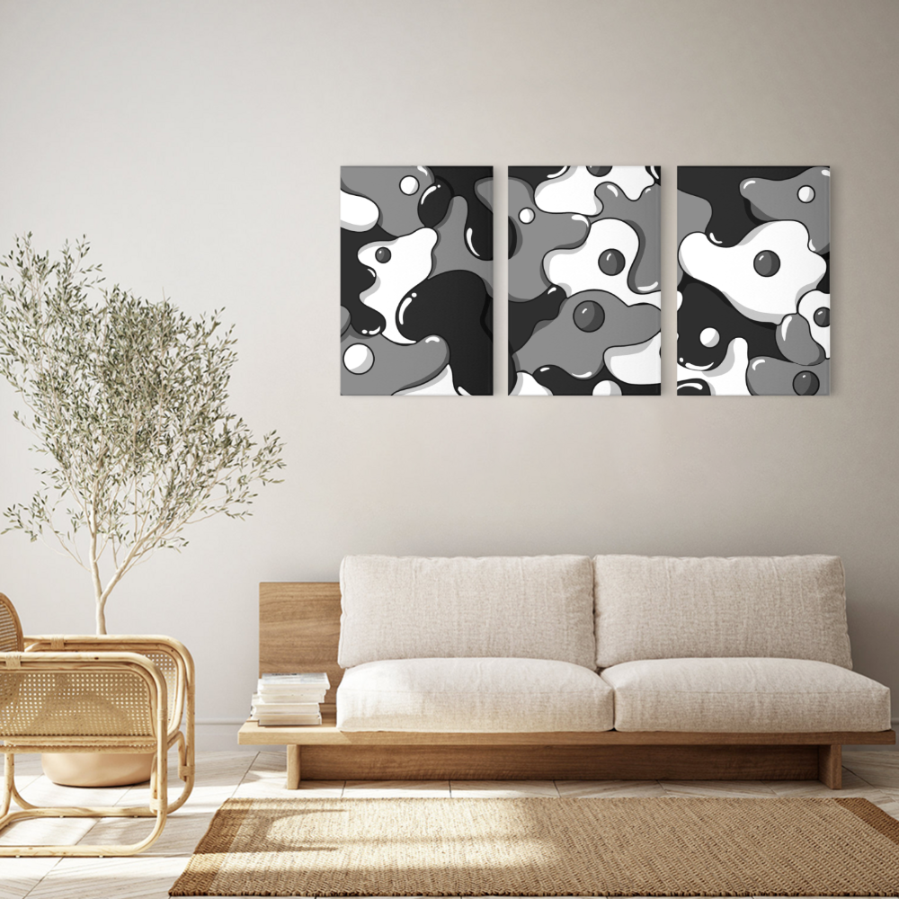 Creative Pattern Design,Triple Frameless Canvas Painting.