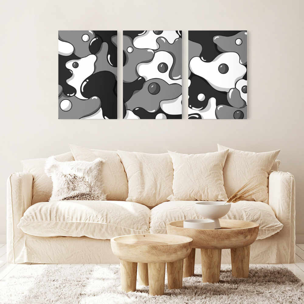 Creative Pattern Design,Triple Frameless Canvas Painting.