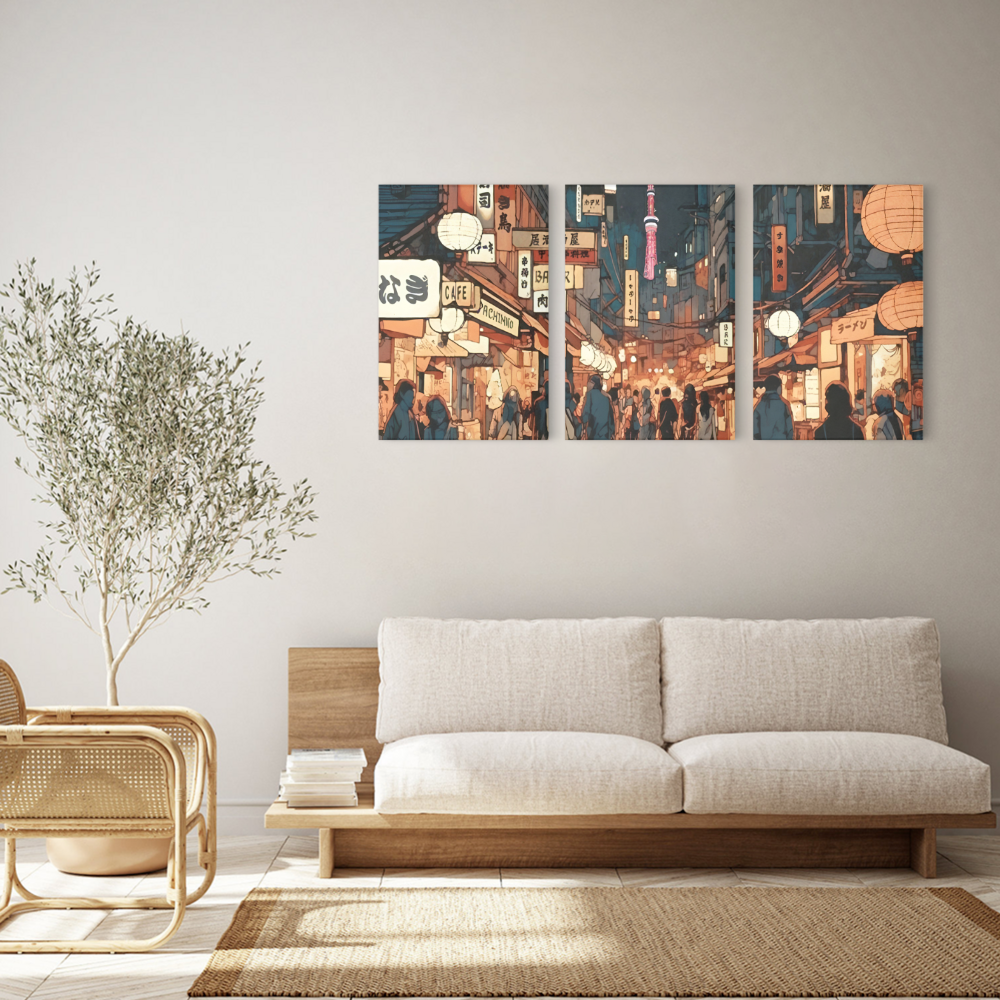 Creative Painting,Triple Frameless Canvas Painting.