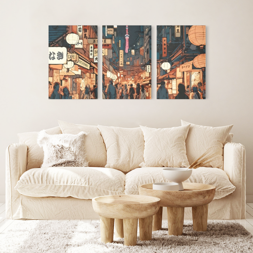 Creative Painting,Triple Frameless Canvas Painting.
