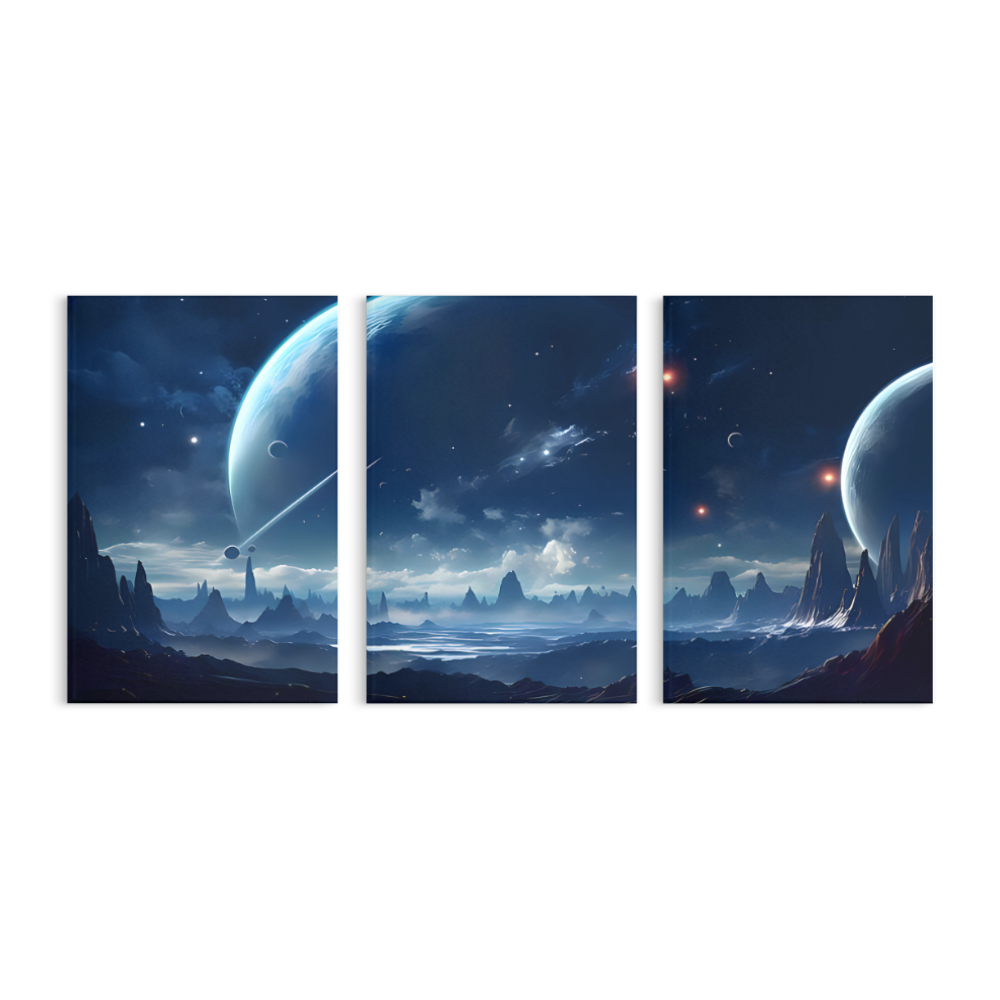 Technology Starry Sky,Triple Frameless Canvas Painting.