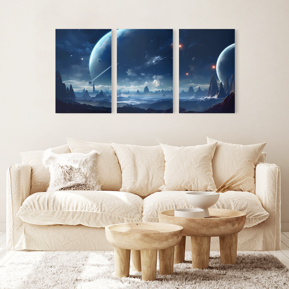 Technology Starry Sky,Triple Frameless Canvas Painting.