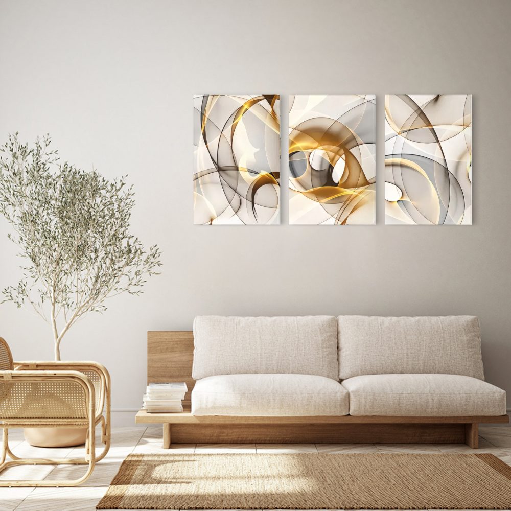 Creative Simple Pattern,Triple Frameless Canvas Painting.