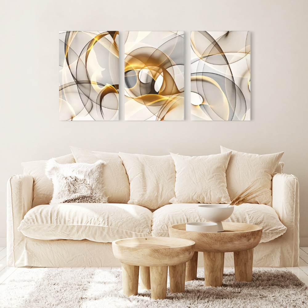 Creative Simple Pattern,Triple Frameless Canvas Painting.