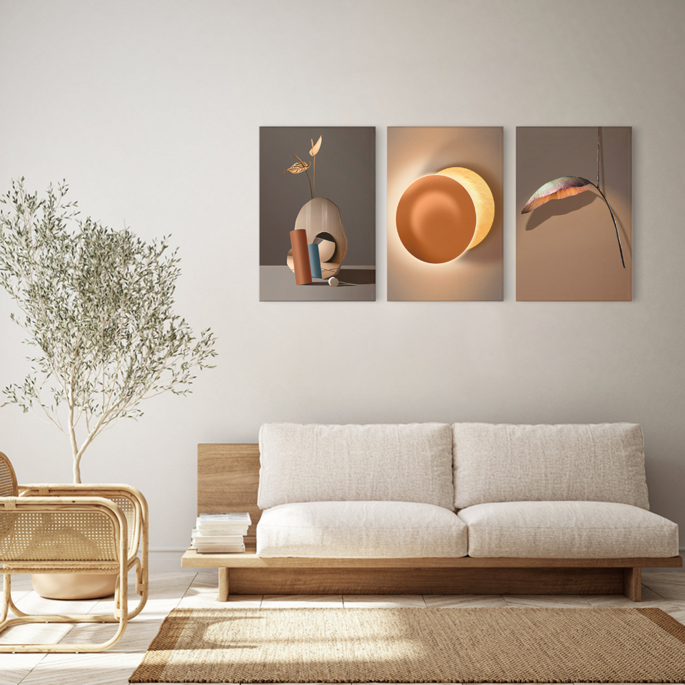Modern Minimalist Style,Triple Frameless Canvas Painting.
