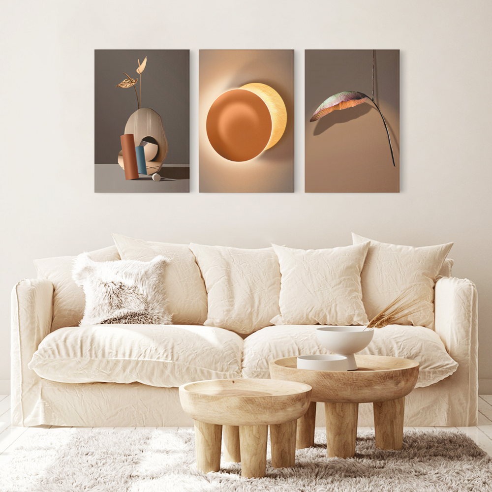 Modern Minimalist Style,Triple Frameless Canvas Painting.