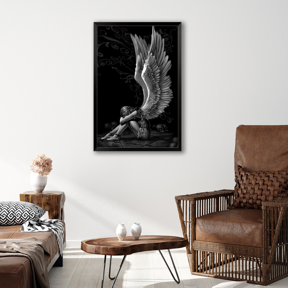 Wings Little Girl Creative Pattern,Vertical Framed Simple Decorative Canvas Painting