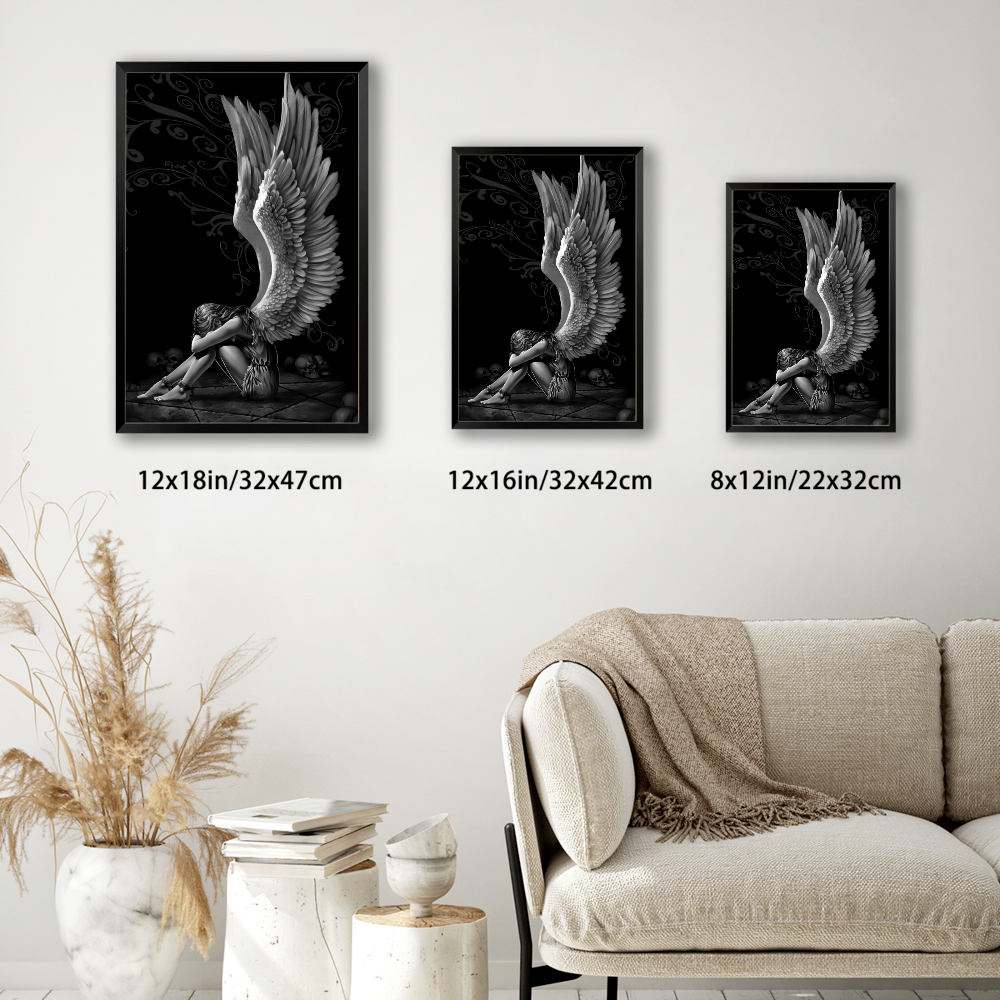 Wings Little Girl Creative Pattern,Vertical Framed Simple Decorative Canvas Painting