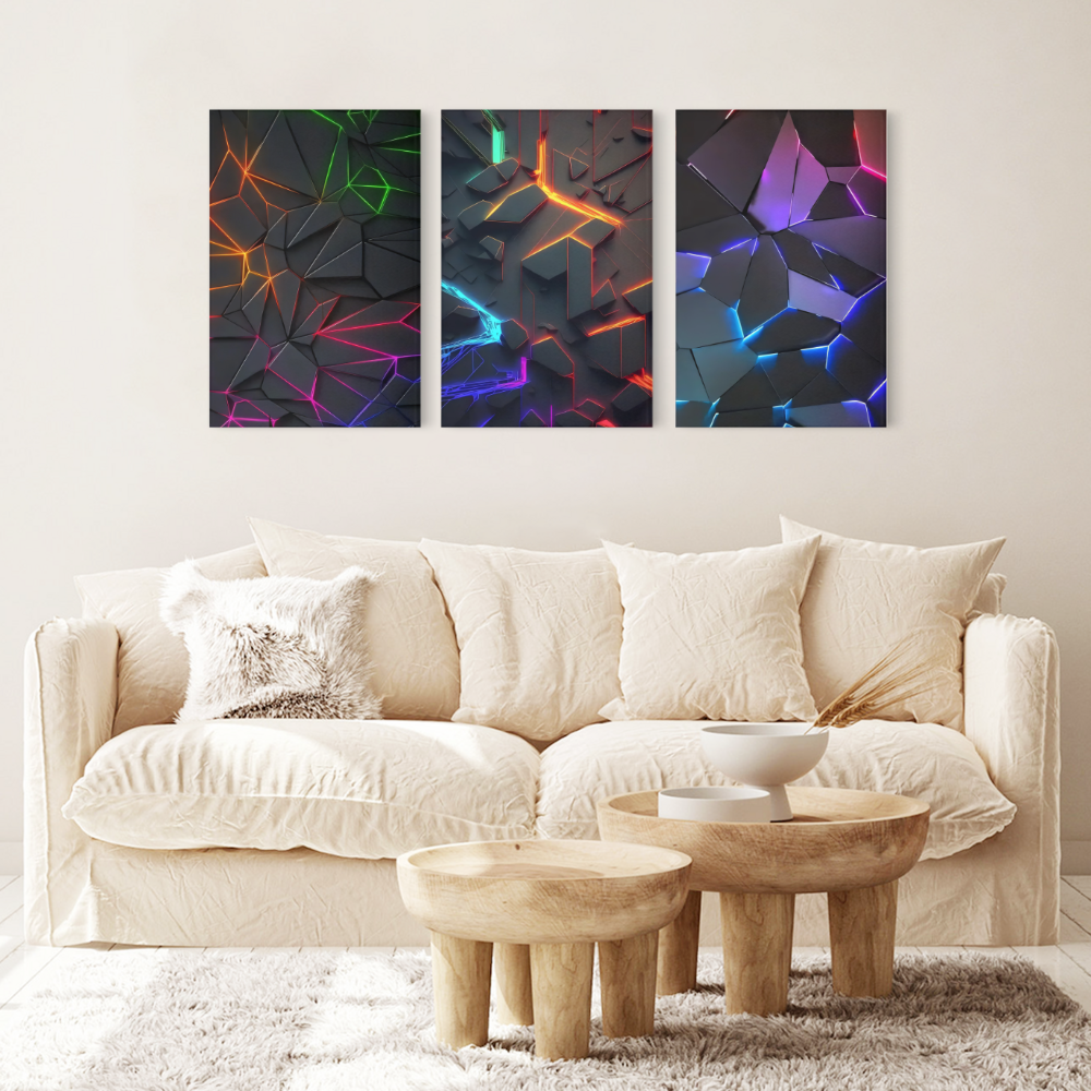 Technology cool creative pattern,Triple Frameless Canvas Painting.
