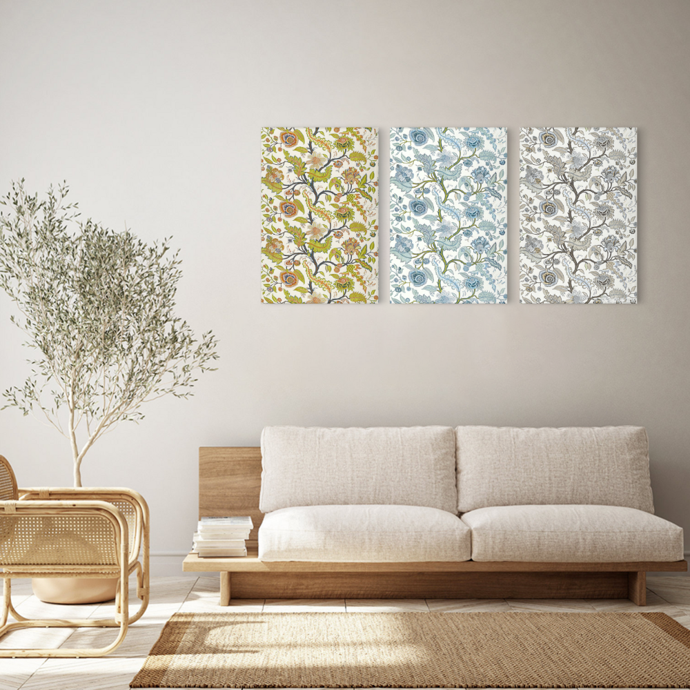 Simple Flower Pattern,Triple Frameless Canvas Painting.